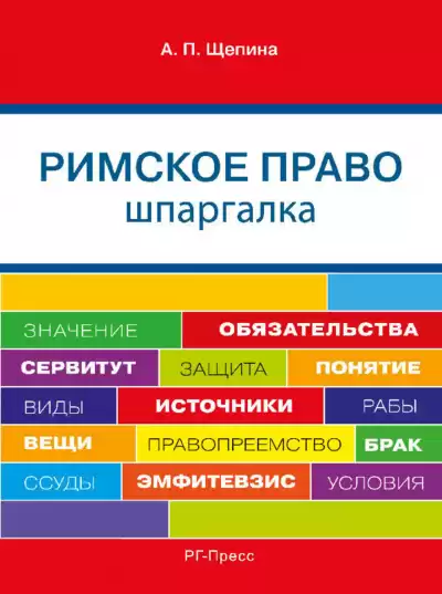 Шпаргалка по римскому праву. Учебное пособие - Анастасия Щепина